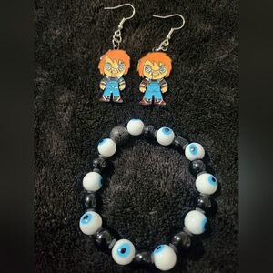 Handmade Halloween themed earrings and bracelet